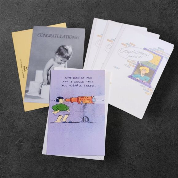 Set Of 5 Vintage American Greetings Congratulations Cards Unused With Envelopes - Picture 1 of 9
